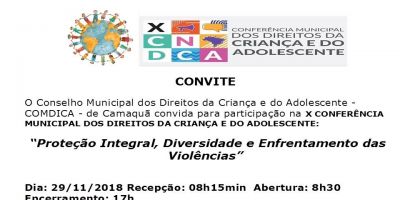 Comdica de Camaquã realizará conferência municipal dos direitos da criança e do adolescente