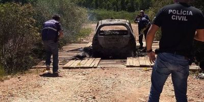 Corpos são encontrados carbonizados dentro de carro incendiado no interior de Encruzilhada do Sul