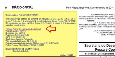 Praiano de Cristal é cadastrado na Lei de Incentivo ao Esporte – Pró-Esporte/RS
