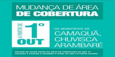 A partir de hoje, os municípios de Camaquã, Chuvisca e Arambaré passam a receber a Programação da RBS TV Porto Alegre