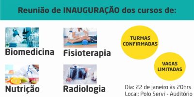 Polo Servi Camaquã: reunião de preparação dos cursos de Biomedicina, Fisioterapia, Nutrição e Radiologia ocorre hoje à noite