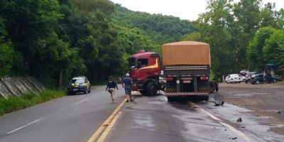 Acidente envolvendo carro e carreta deixa um morto e três feridos na BR-386