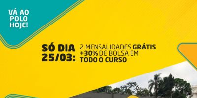 Polo Servi - Uniasselvi Camaquã: só hoje, 2 mensalidades grátis + 30% de bolsa em todo o curso