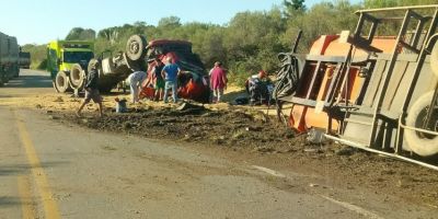 Caminhão tomba na BR-392 em Canguçu
