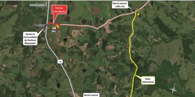 Acesso à Pacheca no Km 452 da BR-116, em São Lourenço do Sul, terá bloqueio por cerca de 30 dias
