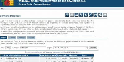 Confira como pesquisar gastos da câmara e prefeitura de Camaquã