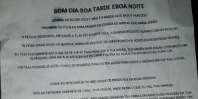 Morador da Zona Sul registra boletim de ocorrência após receber carta com instruções para jogar ácido em pessoas