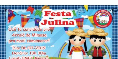 Camaquã: Festa julina da Escola Municipal de Educação Infantil Mimosa ocorre neste sábado (6)