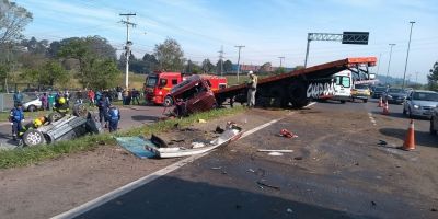 Colisão entre caminhão e carro causa mortes na ERS-239 em Novo Hamburgo