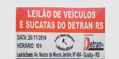Na próxima quarta (26/11), ocorrerá um leilão de veículos em Guaíba