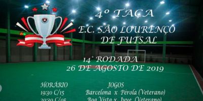 14ª rodada da Taça São Lourenço de futsal acontece nesta segunda-feira 