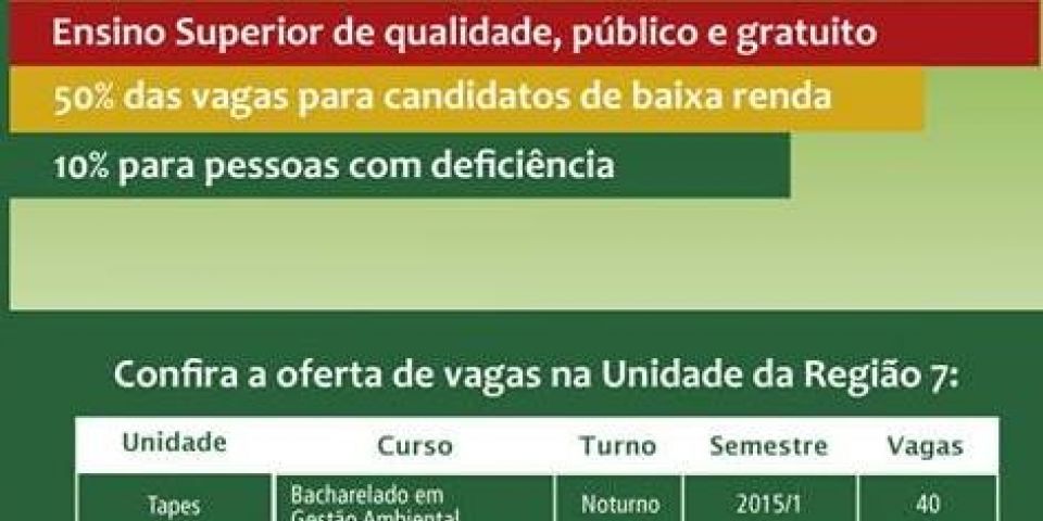 Confira nas imagens as ofertas de vagas da Unidade da Uergs de Tapes