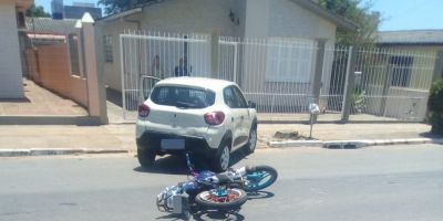 Acidente na Faixinha entre moto e carro deixa motociclista ferido 