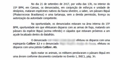 Major e capitão da Brigada Militar são réus por matar animais silvestres em Canoas