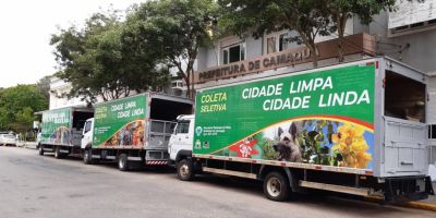 FOTOS E VÍDEO: Camaquã recebe três novos caminhões para a coleta seletiva