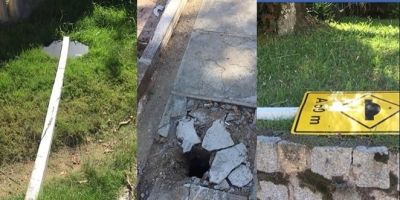 VÍDEO: vândalos arrancam pelo menos sete placas de sinalização em Camaquã