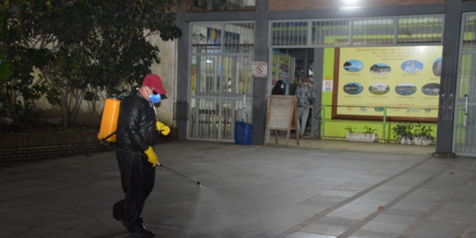 Estação Rodoviária de São Lourenço do Sul passa por sanitização  