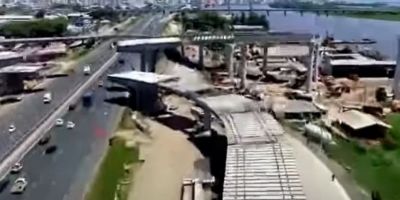 Segue estreitamento de faixa na BR-290/BR-116 para obras da nova ponte do Guaíba