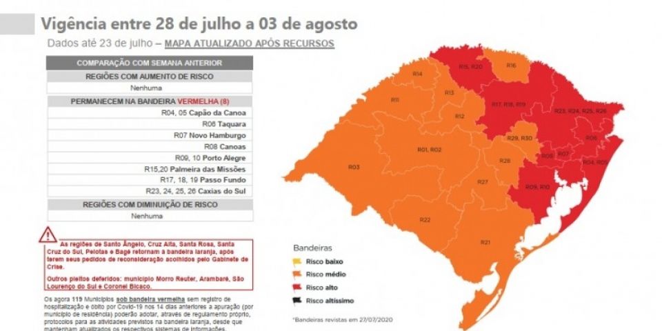 Arambaré e São Lourenço do Sul têm pedidos considerados pelo governo do Estado e adotam protocolos da bandeira laranja