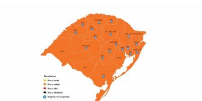 RS tem, pela primeira vez, todas as regiões em bandeira laranja no mapa do Distanciamento Controlado 