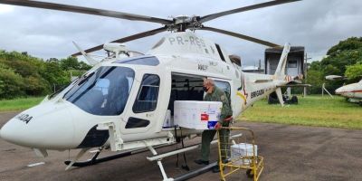 Transporte aéreo da Segurança distribui segundo maior lote de vacinas no RS