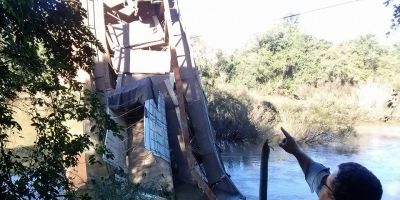 Defesa Civil vai a Jaguari para avaliar as consequências da queda da ponte