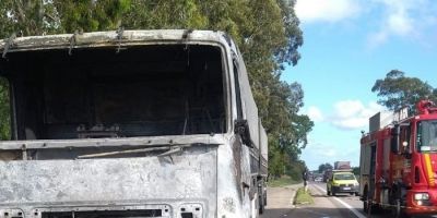 Incêndio em carreta tira a vida de uma pessoa no Sul do RS