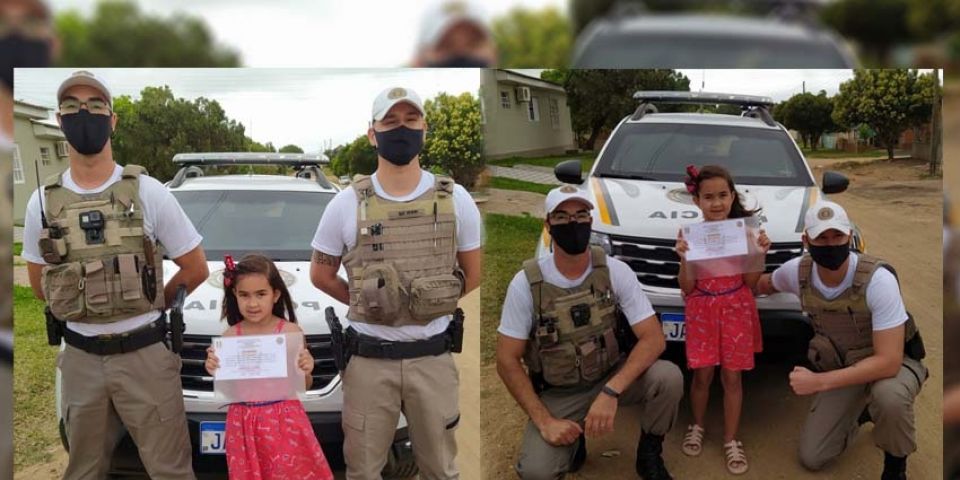 Policiais militares surpreendem menina no dia do aniversário em Camaquã