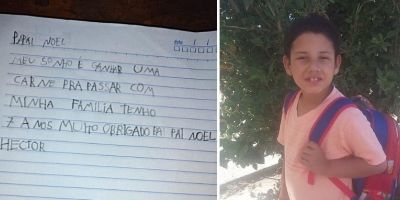 Menino de 7 anos pede carne em carta ao Papai Noel e campanha é lançada para ajudar família no RS