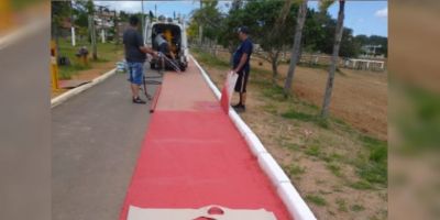 Ciclovia da Prainha e vias asfaltadas começam a receber pintura em Camaquã