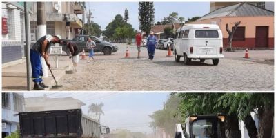 Rua do centro de Camaquã recebe reparo antes de ser asfaltada