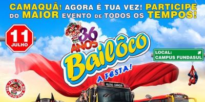 O 36º Bailoco está chegando... a grande festa à fantasia acontece no dia 11 de julho 