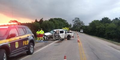 Jovem de 20 anos morre em colisão entre caminhonete e caminhão na BR-293 no Sul do RS