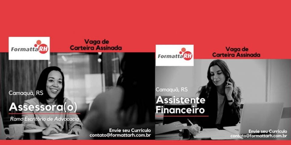 Formatta RH possui duas vagas de emprego com carteira assinada em Camaquã