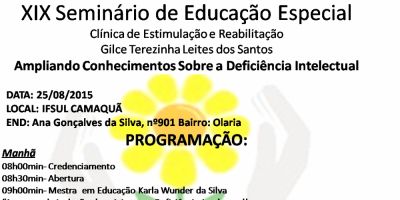 Inscrições abertas para o Seminário da Apae de Camaquã