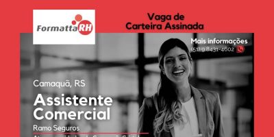 Formatta RH tem uma vaga de emprego de carteira assinada para o ramo de seguros para Camaquã