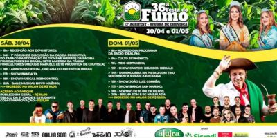 Acontecem neste fim de semana a 36ª Festa do Fumo e 13ª Agrifest de Chuvisca