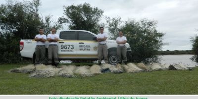 Pelotão Ambiental de Camaquã apreende redes e realiza prisões por porte ilegal e pesca predatória