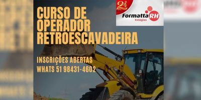 Formatta RH está oferecendo curso de Operador de Retroescavadeira em Camaquã