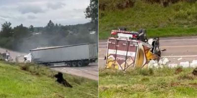 Acidente envolvendo caminhões deixa dois feridos na BR-290 em Eldorado do Sul