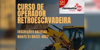 Últimas vagas para o curso de Operador de Retroescavadeira da Formatta RH