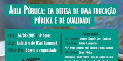 Líderes de greve do IFSul farão uma aula pública aberta à comunidade camaquense nesta quarta