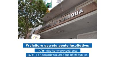 Prefeitura de Camaquã estabelece ponto facultativo no feriado da Proclamação da República