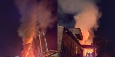 FOTOS E VÍDEO: incêndio atinge imóvel e veículo no bairro Viégas em Camaquã