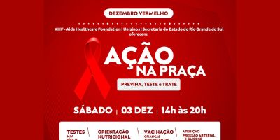 Ação “Dezembro Vermelho” ocorre neste sábado em Tapes