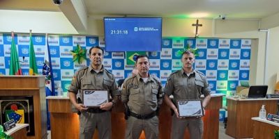 Policiais militares são homenageados na Câmara de Vereadores de São Lourenço do Sul