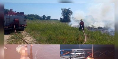 Bombeiros combatem incêndios e realizam salvamento na praia em Arambaré no fim de semana