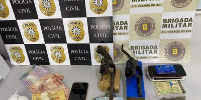 Ação conjunta resulta em duas prisões e apreensão de drogas e armas em São Lourenço do Sul