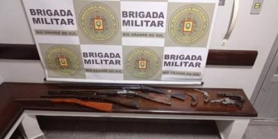 Brigada Militar prende quatro homens por porte ilegal de arma de fogo e roubo a residência em Canguçu