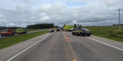 Motociclista fica gravemente ferido após colisão com caminhão na BR-116 em Cristal